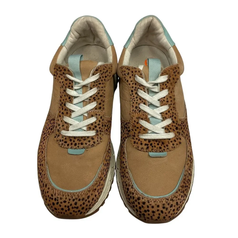 Madewell‎ Kickoff Trainer Sneakers Leopard Calf Hair Nubuck Faraway Sky Size 8.5